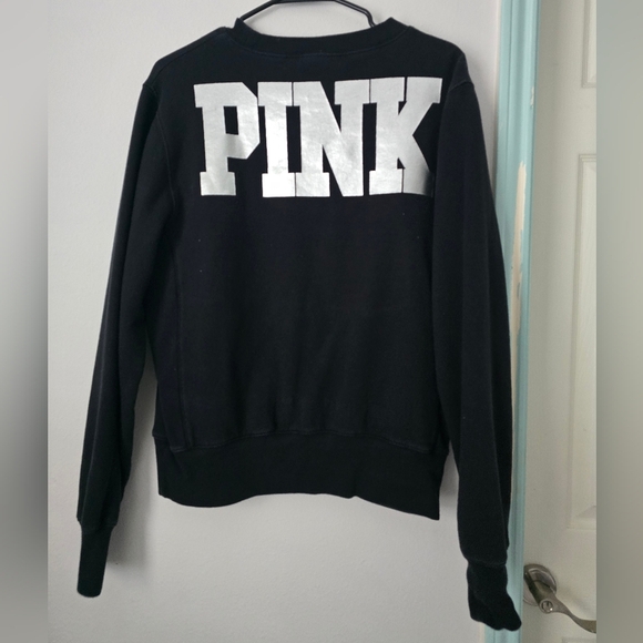 PINK Black Sequin Chi Town Chicago DeepDish Pizza Sweatshirt size S/P - Picture 4 of 13